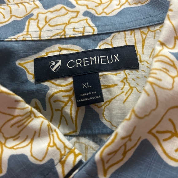 Cremieux Blue & Gold Floral Short Sleeve Size XL Button Up Shirt Tropical - Picture 4 of 4